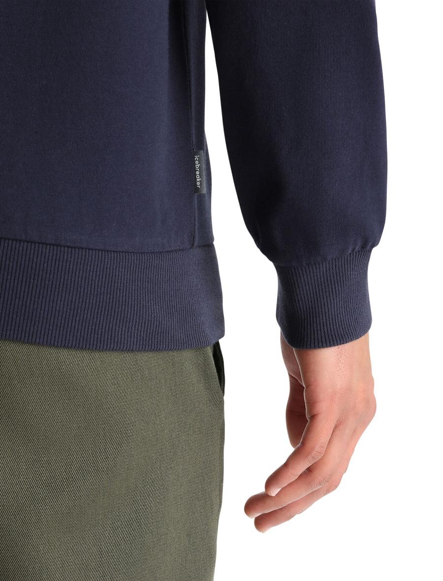 Sweat À Capuche Icebreaker Merino Central II Long Sleeve Sweatshirt Homme Bleu Marine | FR 1275GSOL